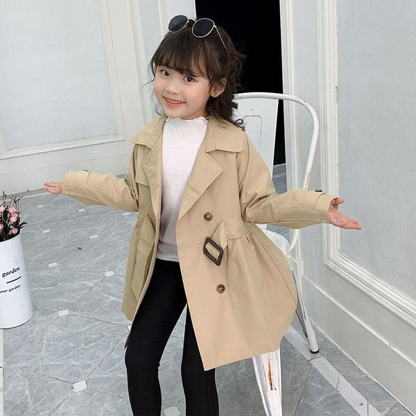 

coat baby jacket casaco infantil girl 2021 spring khaki trench double breast windbreaker for kids 3-11t, Blue;gray