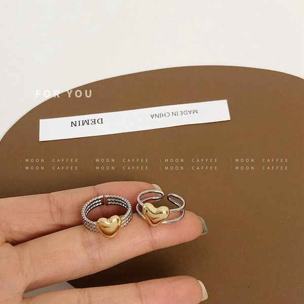 cluster rings fashion ins super fire ring girl heart love color matching retention tide banquet birthday gift, Golden;silver