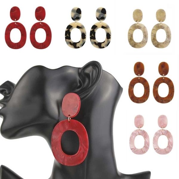 

acrylic geometric circle dangle earrings fashion women exaggerated drop jewelry personality pendant accessories, Silver