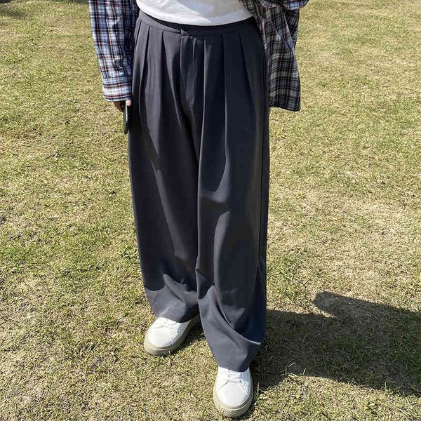 

pants fashionable the sagging urban trend korean style loose men's wide leg summer 2021 straight casual, Black