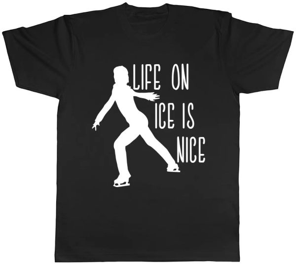 

Life on Ice is Nice Mens Womens Ladies Unisex T-Shirt, White;black