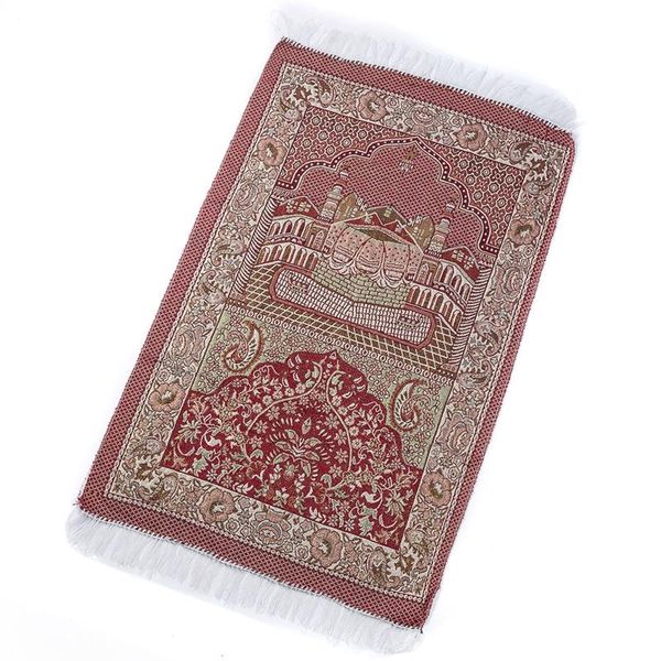 

carpets red mosque pattern muslim prayer mat fringe tassel lightweight carpet blanket portable turkish islamic kneeling rug