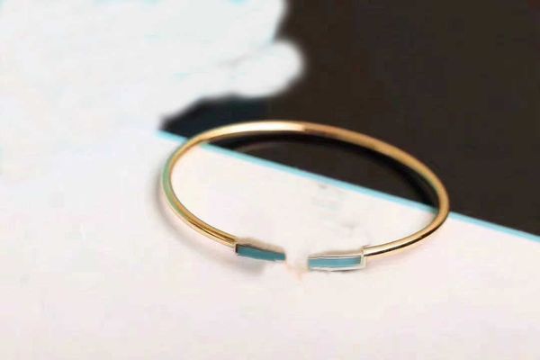 

classic fashion 925 silver bangle double opening t letter love bracelet luxury mother-of-pearl inlaid exquisite gift box 20223023685, Golden;silver
