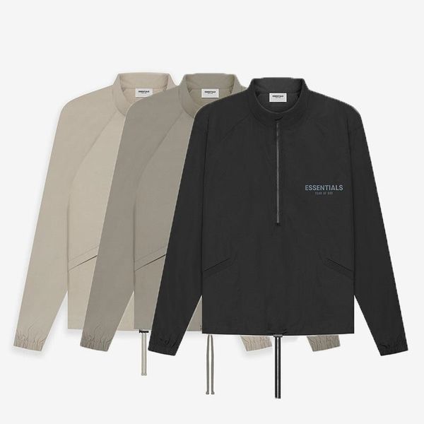 

2021 new fashion brand fee of god essentials half zip sports jacket men's and women's sweater, Black