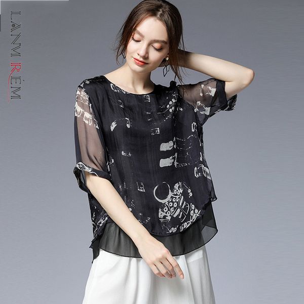 

women black printing big size t-shirt round neckshort sleeve lady fashion tide summer arrivals 2e1719 210507, White