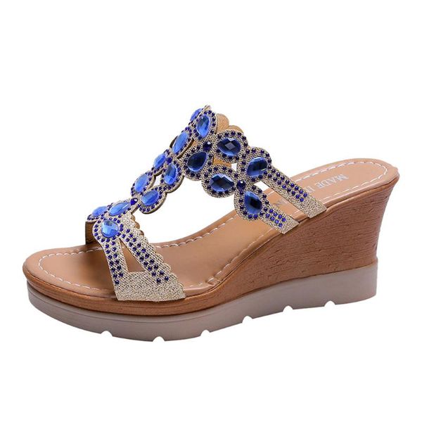 

slippers sagace bohemin crystal wedges slipper women fashion peep toe summer shoes for ladies open footwear high quality, Black