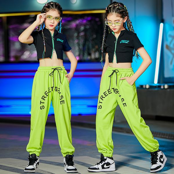 

2022 new childrens jazz dance hip hop street dance trendy clothes loose western catwalk suit net red exercise clot, White