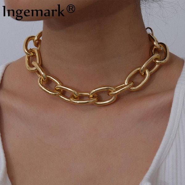 

pendant necklaces boho fashion thick twisted chain necklace choker neck vintage punk gothic for women couple friends collier jewelry, Silver