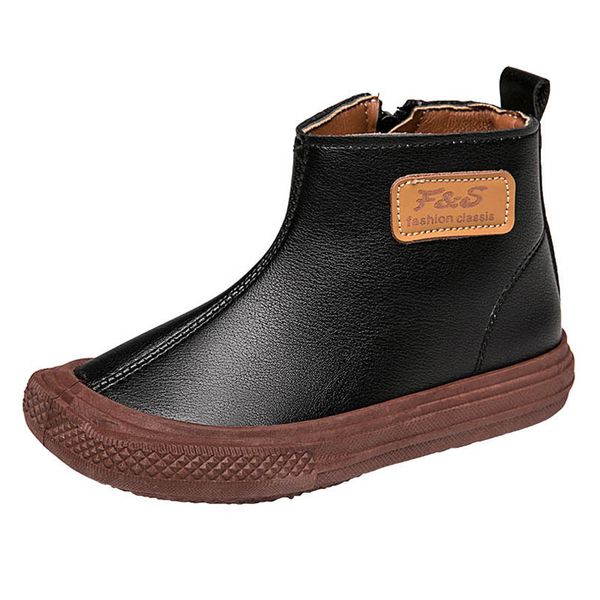 

kids boots children shoes girls boys footwear autumn winter baby short boot leather wear student shoe vintage b8999, Black;grey