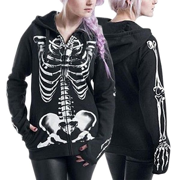 

women's hoodies & sweatshirts spring autumn female man hooded sweatshirt zipper up long sleeve loose print women fleece coats plus size, Black