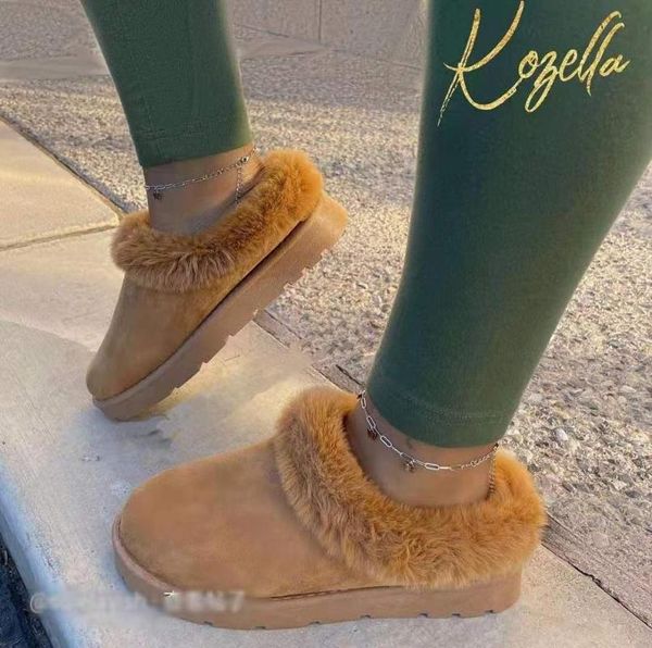 

european and american winter thick-soled baotou plus velvet thick warmth snow boots women's cross-border foreign trade large slippers, Black