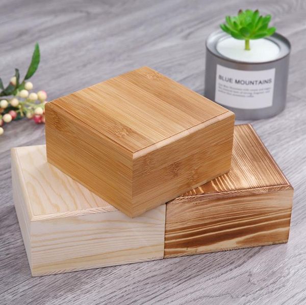 Quadratische Holz-Aufbewahrungsbox, Massivholz-Box, Schmuckschatulle, Bambus-Aufbewahrungsboxen, 12,5 cm x 12,5 cm x 6,5 cm