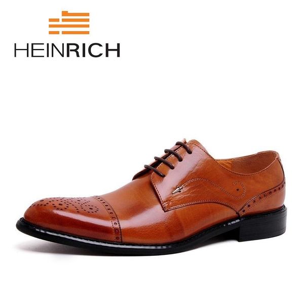 

dress shoes heinrich 2021 brown black genuine leather mens lace up formal brogue man office party wedding erkek ayakkabi
