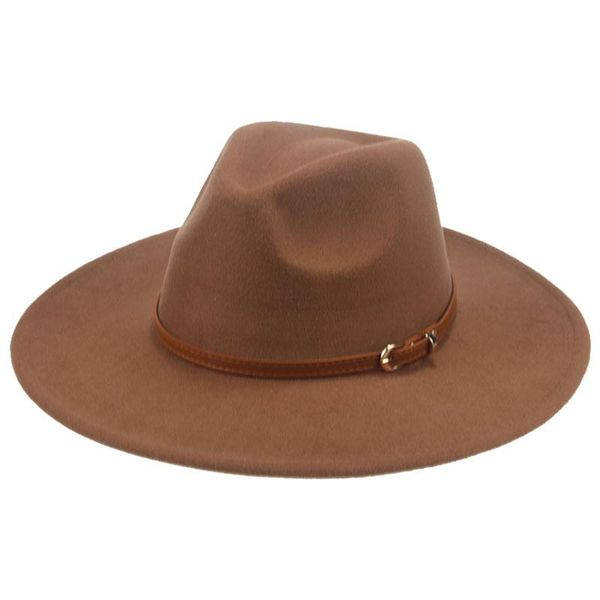 

wide brim hats fedora big birm 9.5cm solid belt band felt men panamas khaki camel outdoor gentlemen classic casual formal women, Blue;gray