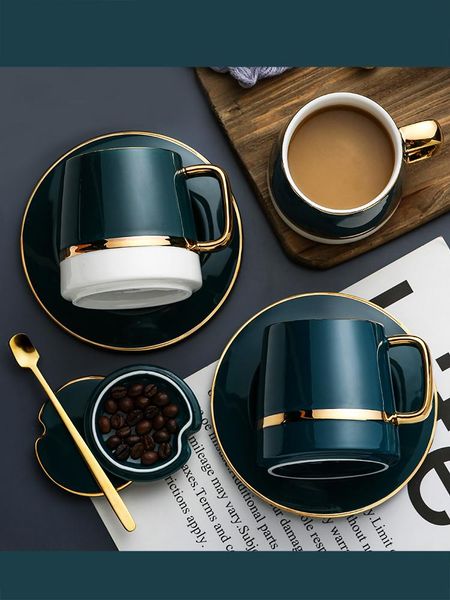 

mugs nordic coffee with lid spoon ceramic cup creative personality trend household large capacity 350ml couple water ce / eu