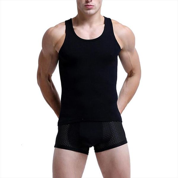 

tank men sporty solid color low cut neck sleeveless cotton vest breathable mens clothing, White;black