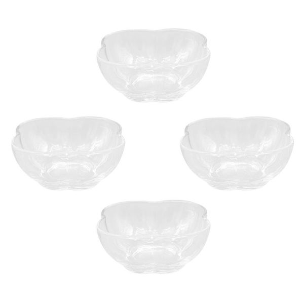 

bowls 4pcs household glass dessert bowl salad kitchen tableware (transparent)