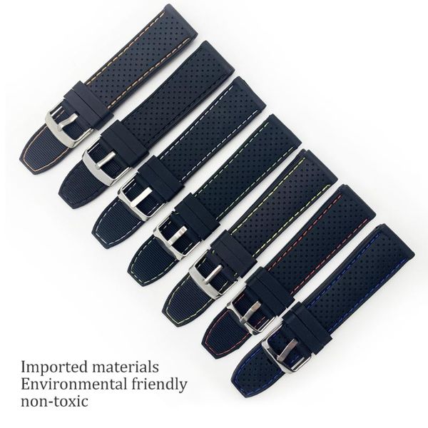 

watch bands soft silicone watchband 20mm 22mm rubber diving waterproof replacement bracelet band strap accessories, Black;brown