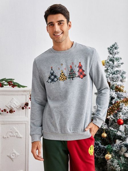 

men christmas print pullover a3pt#, Black