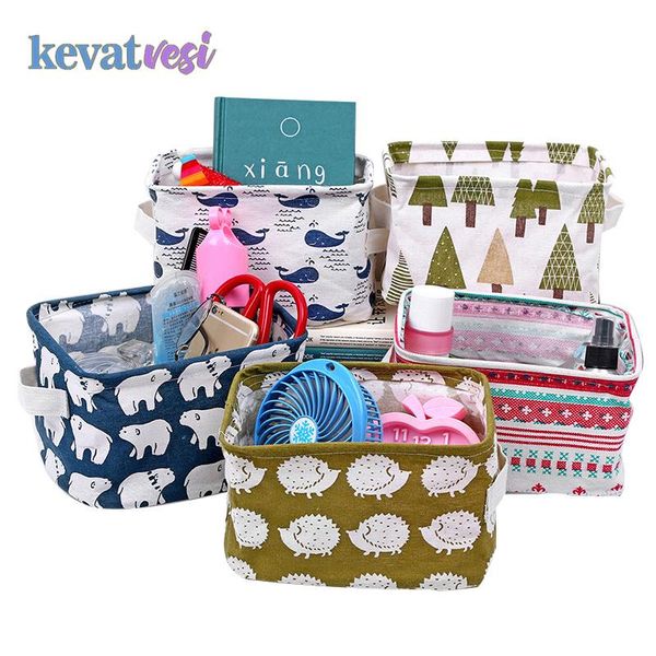 

storage baskets linen deskbasket folding toy sundries box cosmetics underwear organizer office book stationery container
