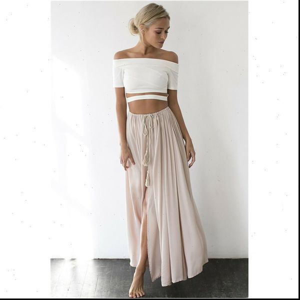 

casual loose comfortable solid women skirt color gypsy long maxi full summer side slit beach, Black