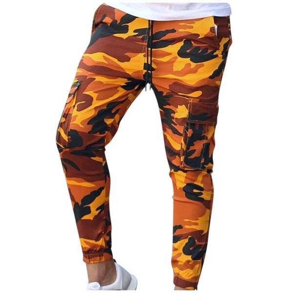 

men's pants fashion comfortable slim mid-waist lace-up casual daily spring autumn camouflage sports trousers pantalon homme, Black