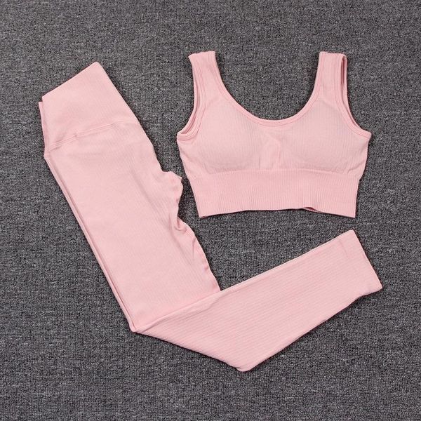 

2pcs comfortable clothes sport suits gym set seamless fitness clothing yoga sports bra high waist leggings outfit