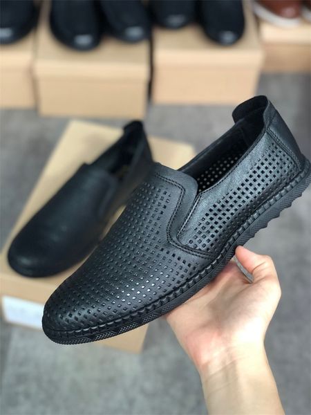 

designer mens dress shoes luxury loafers driving genuine leather italian slip on black casual shoe breathable with box 041