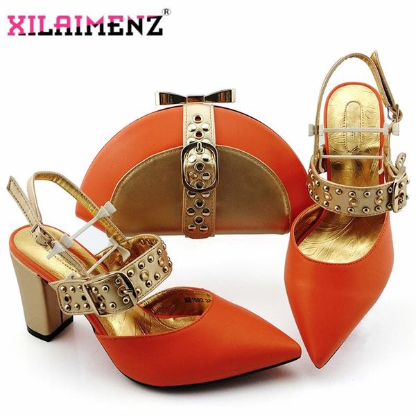 

dress shoes 2021 atumn special arrivals orange matching and bag set in heels for party, Black