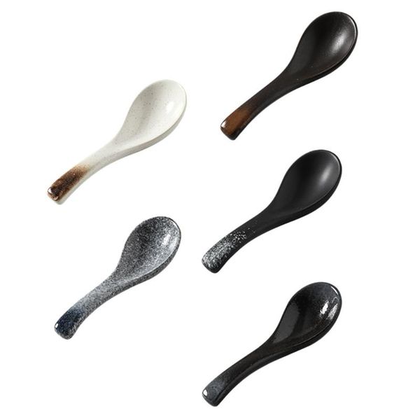 

spoons 5pcs ceramic seasoning dessert soup restaurant rice (assorted color)