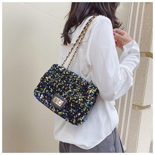 

evening bags sequined bag female korean fashion net red small incense wind ins chain shoulder messenger square