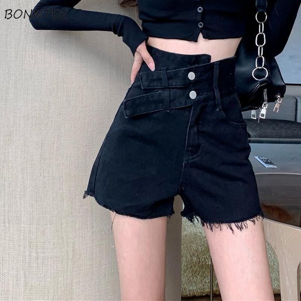 

women's shorts women leisure plus size s-5xl korean style feminino summer design prevalent high waist fashionable button all-match, White;black