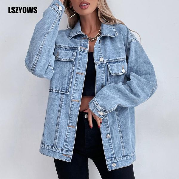 

women's jackets women denim jacket 2022 fashion streetwear casual jeans coats vintage long sleeve button up winter female outerwear, Black;brown
