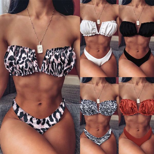 

2020 v-shaped tobikini swimsuit women's, Red;black