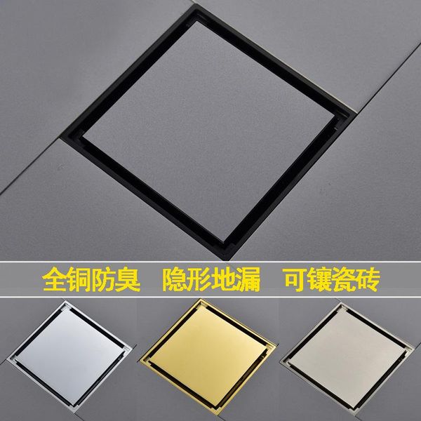 

other bath & toilet supplies all copper black invisible floor drain can be inlaid with ceramic tiles, odor-proof and insect-proof large drai