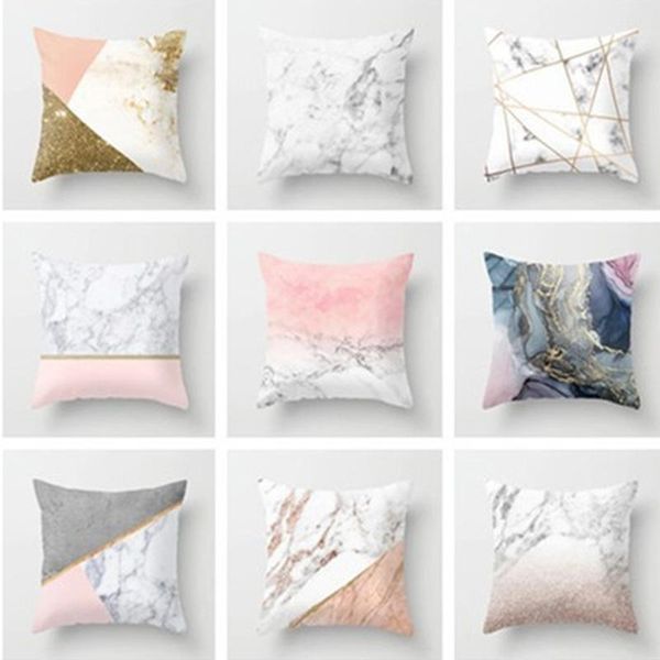 

pink geometric abstract pillows case sofa decorative marble pattern polyester 45*45 cm cushion cover for car home living room cushion/decora
