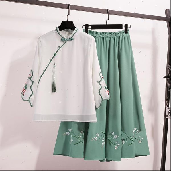 

traditional chinese two piece womens tracksuits suit cotton linen blouse embroidery national style improved clothes short tang, Gray