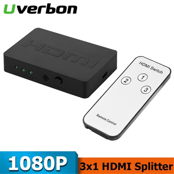 

audio cables & connectors 3x1 1080p mini splitter 3 port hub box auto switch in 1 out switcher with remote control for hdtv xbox360 ps3