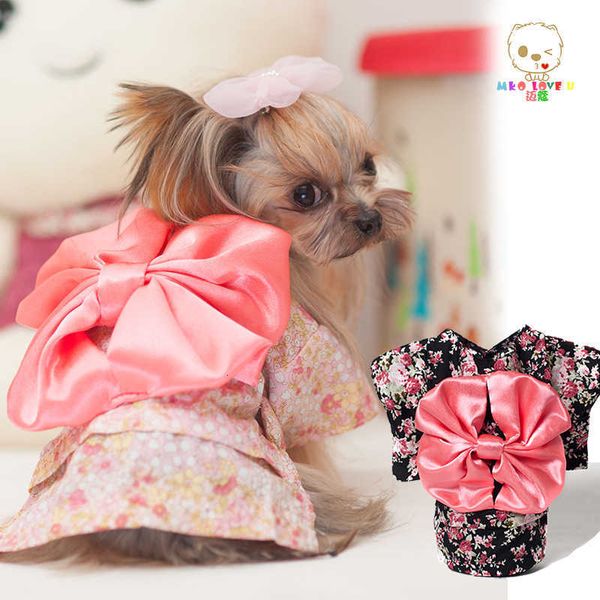 

pet clothes pastoral flower kimono cat dog clothes four seasons new ins teddy clothes cat net red