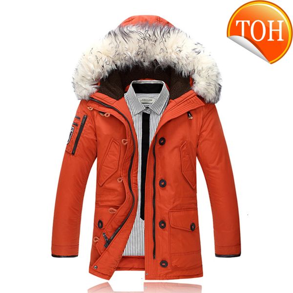 

thick men duck down coats winter jackets parkas mans rabbit fur parka feminina clothing overcoat for man, Black