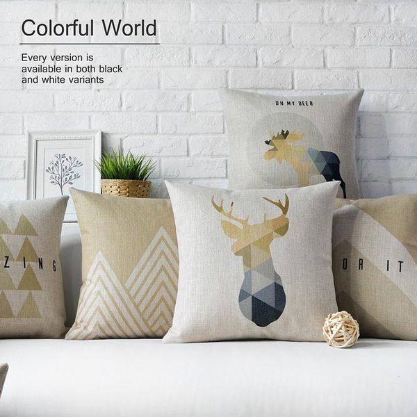 

cushion/decorative pillow nordic animal geometry simple modern cover home decorative pillows linen case office sofa cushion