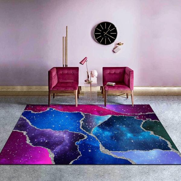 

carpets shining star sky space home decor area rugs stitching deep purple red blue carpet living room bedroom bedside non-slip doormat