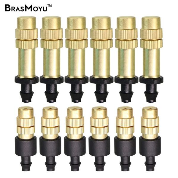 

watering equipments brasmoyu 50pcs 1/4" barb adjustable sprayer brass misting nozzle sprinkler for connector micro drip gardening cooli