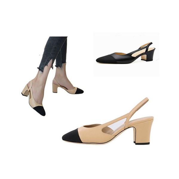 

sandals spring europe fashion high heels ladies party dress shoes pointed toe slingback women mixed colors, Black