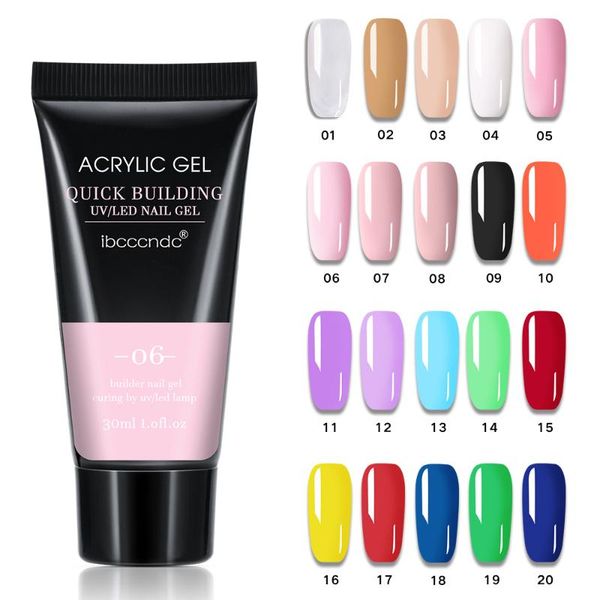 

nail gel 20 colors 30g acrylic poly pink builder quick extension kit, Red;pink