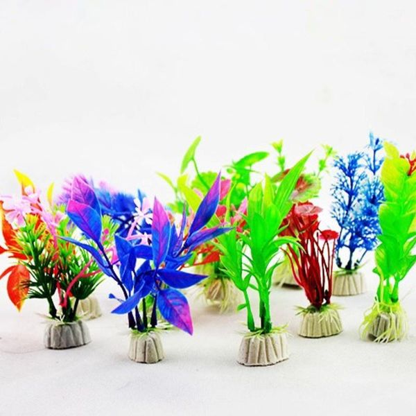 

decorations 3.15-4.33in bright color artificial aquarium plants fish tank plastic 10 pcs