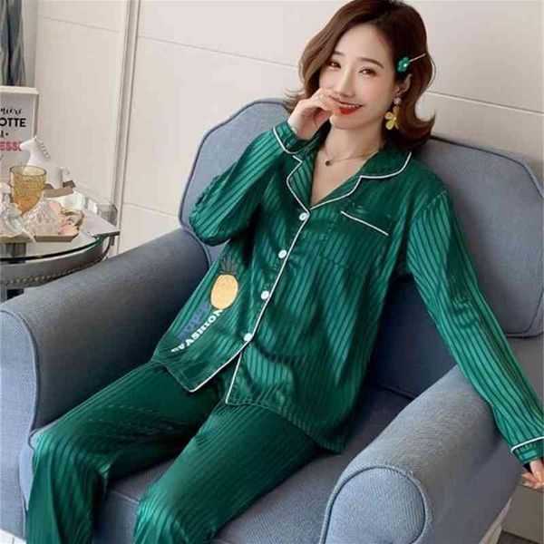 

women's sleepwear fdfklak women's sleepwear pajamas set fashion striped pyjamas women long sleeve night wear pijama female large s, Black;red
