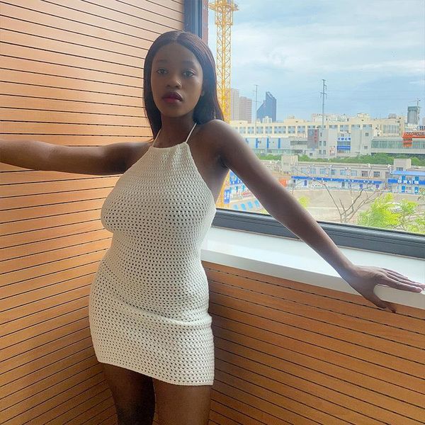 

women's swimwear for women summer dress 2021 autumn knitted garment neck backless slim skirt print polyester sierra surfer, White;black