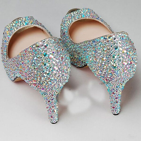 

luxury 4 inch heels wedding shoes crystal strass high platform diamond rhinestone party prom dress, Black