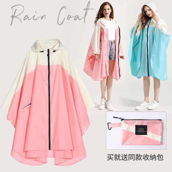 

women's raincoats fashion cape stitching south korea and japan, Black